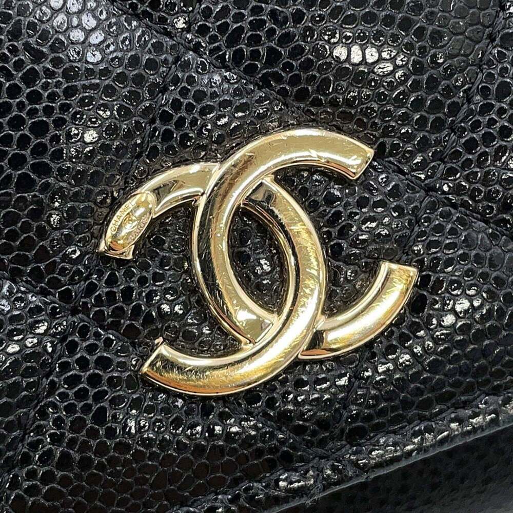 CHANEL Authentic Black Caviar Leather Logo Wallet - Picture 14 of 16